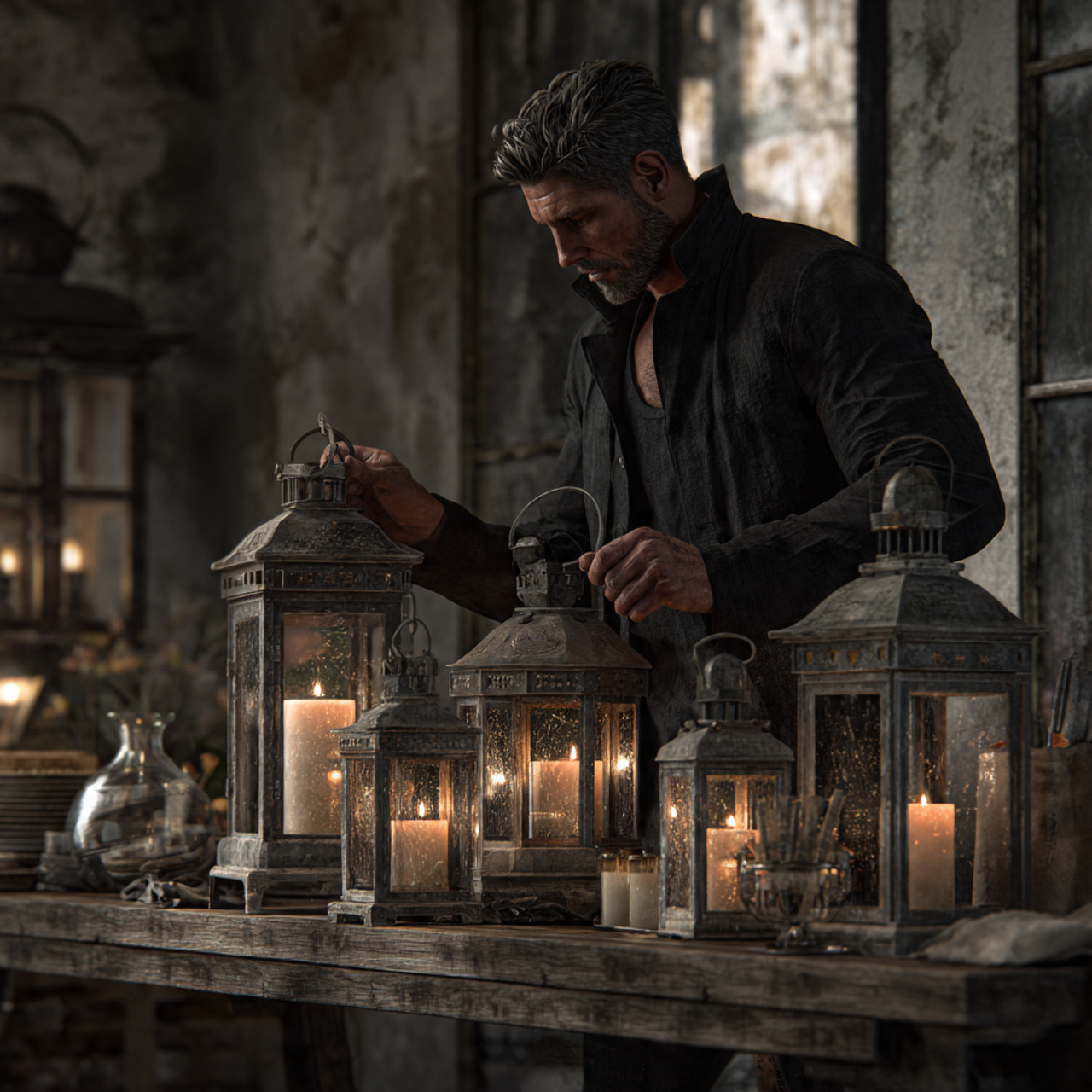 ultra realistic industrial farmhouse dining room i