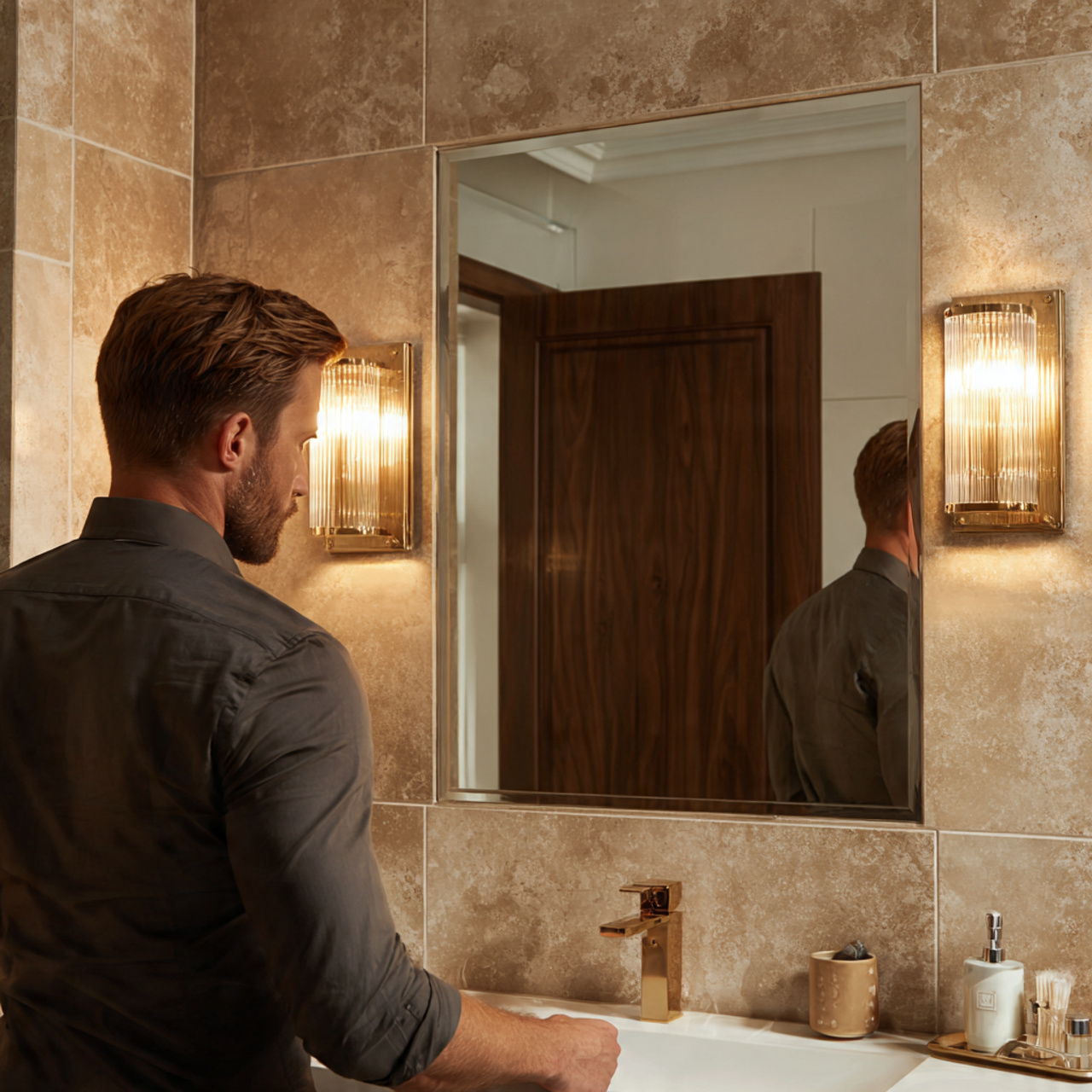 ultra realistic interior image of simple bathroom