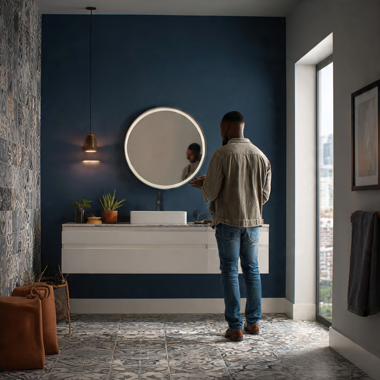 ultra realistic interior image of simple bathroom 2