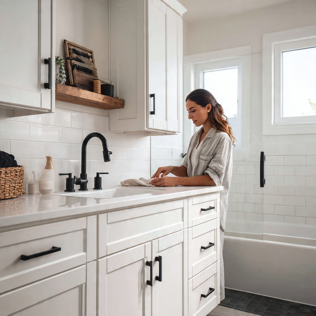 ultra realistic interior photo of farmhouse bathro 1