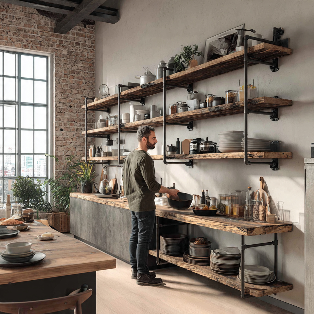 ultra realistic interior photo of kitchen shelves 1