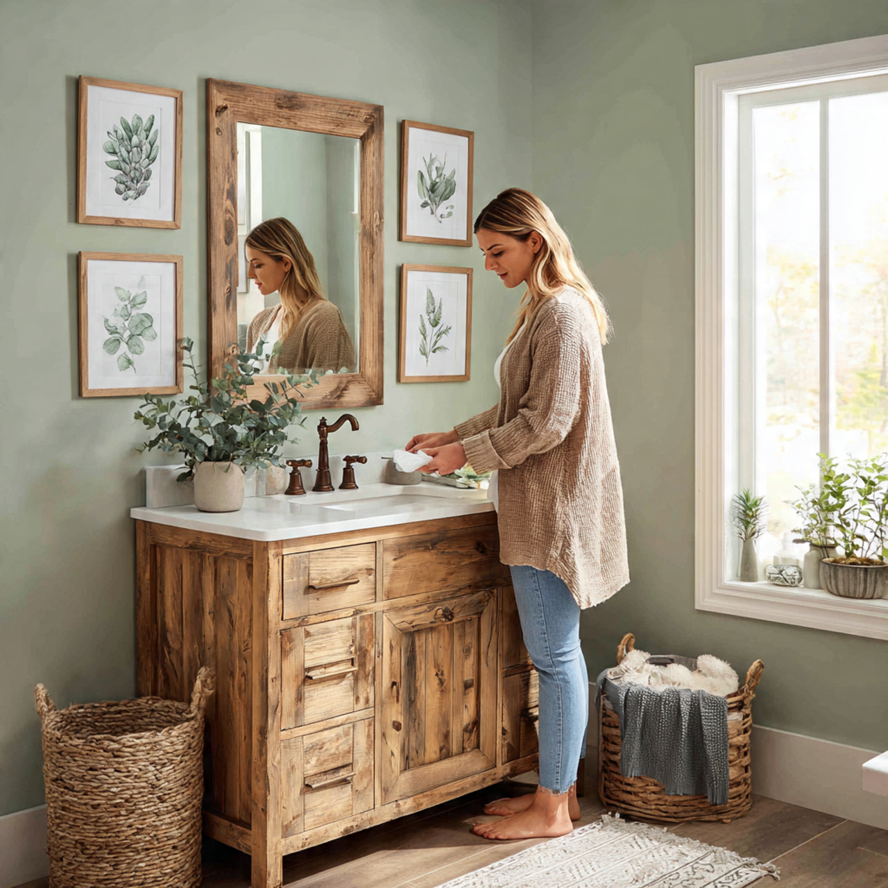 ultra realistic interior scene of farmhouse bathro