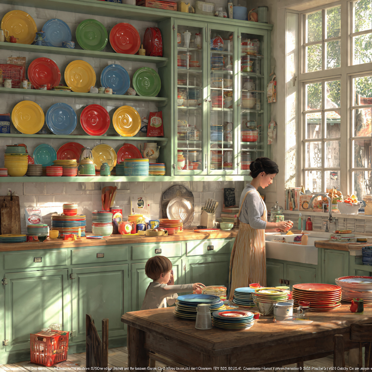 ultra realistic kitchen featuring colorful fiestaw