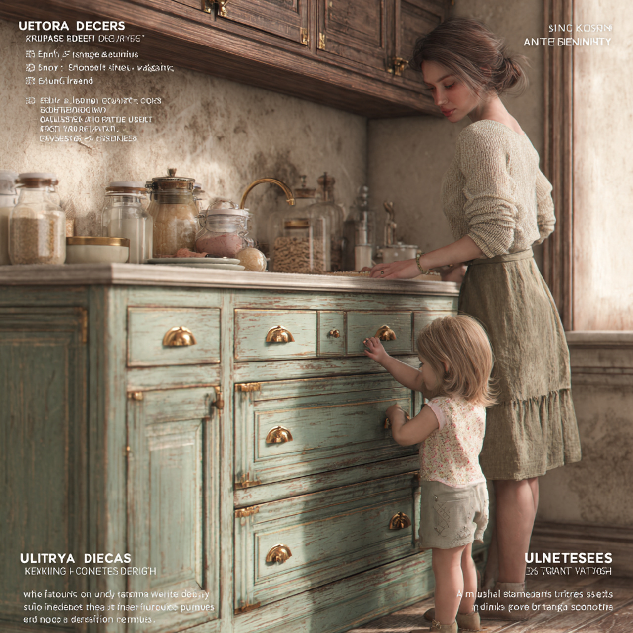 ultra realistic kitchen featuring drawers and cabi