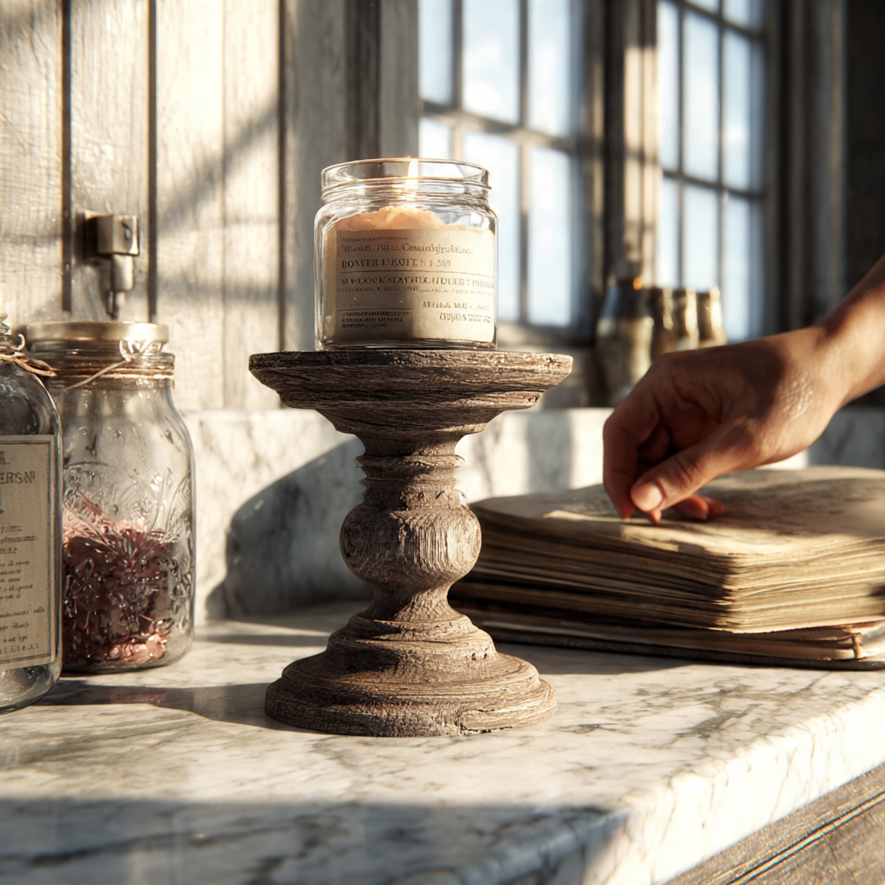 ultra realistic kitchen scene featuring a vintage