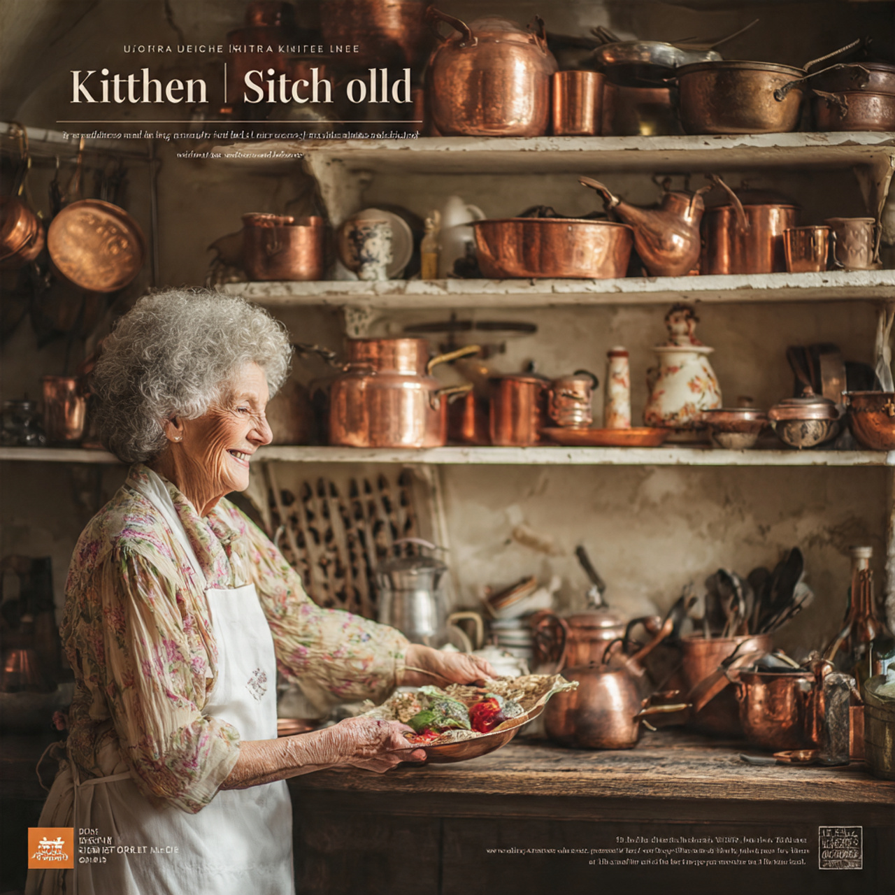 ultra realistic kitchen shelf decorated with vinta