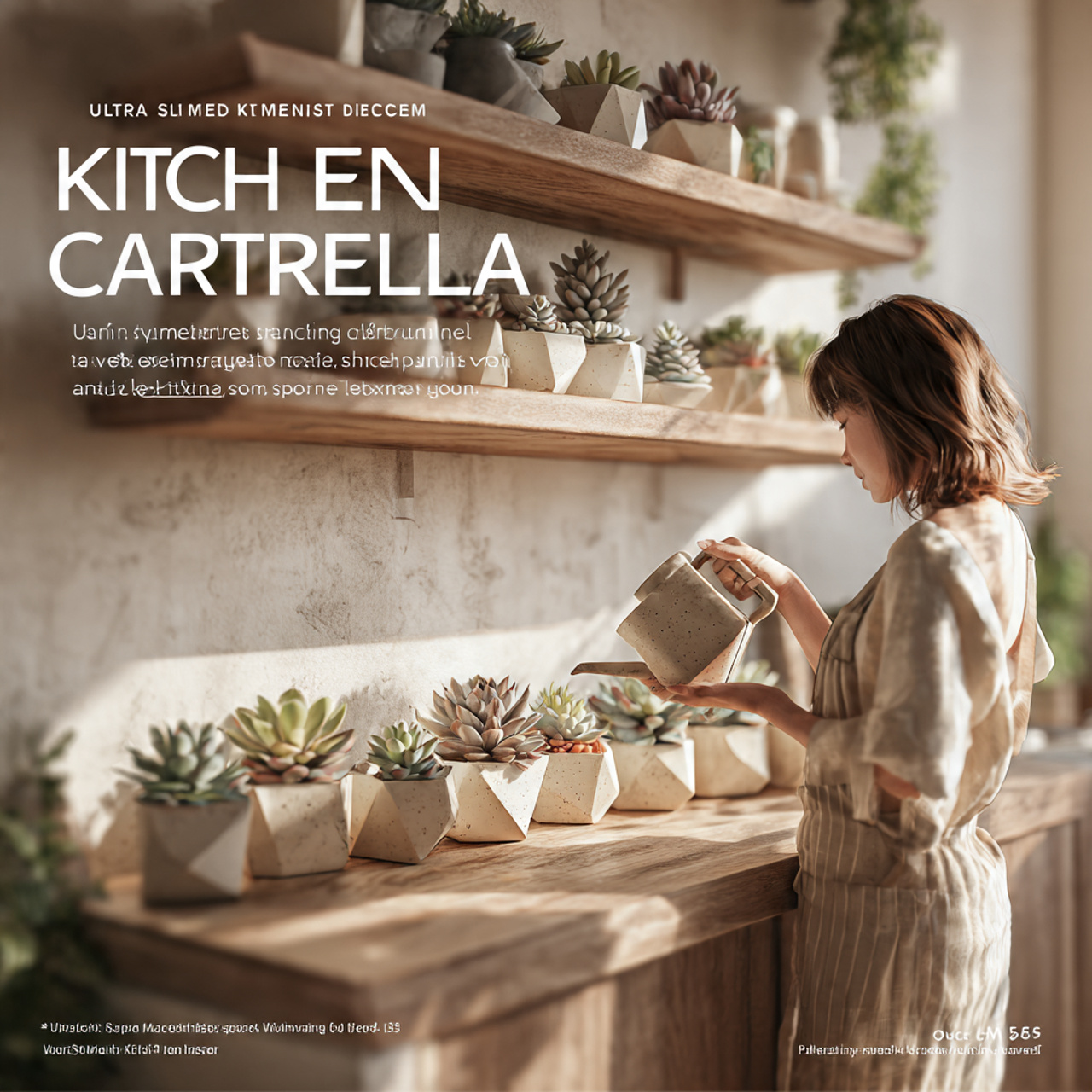 ultra realistic kitchen shelf with geometric ceram