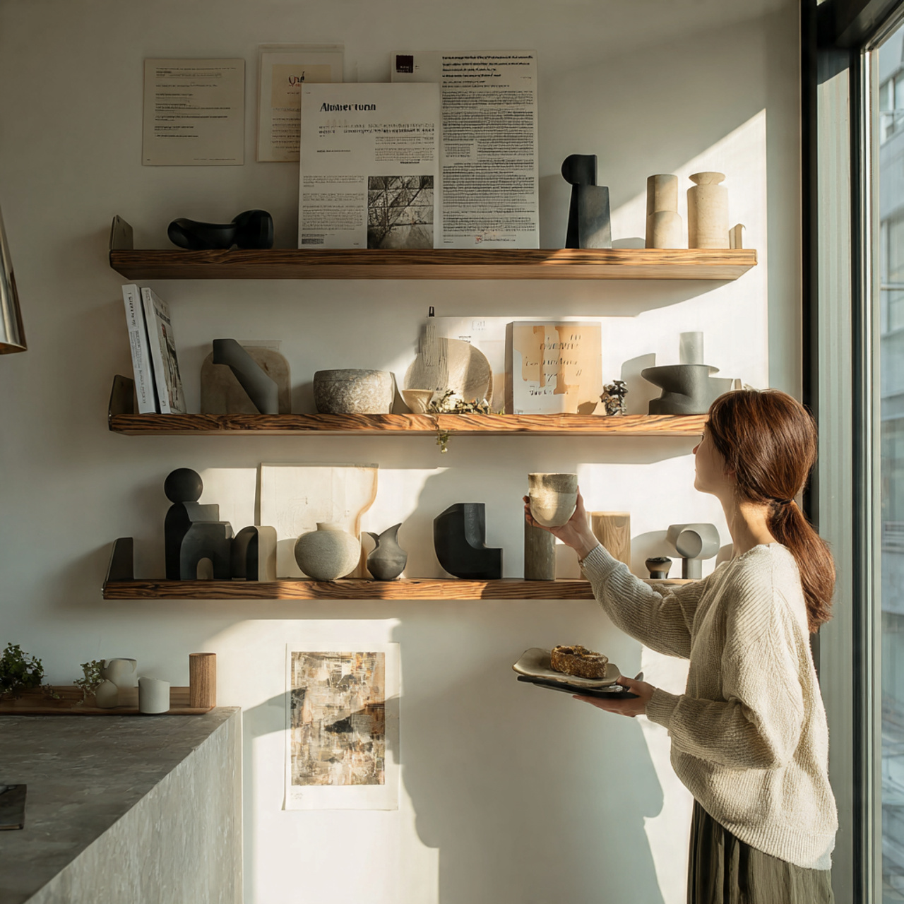 ultra realistic kitchen shelf with matte black min