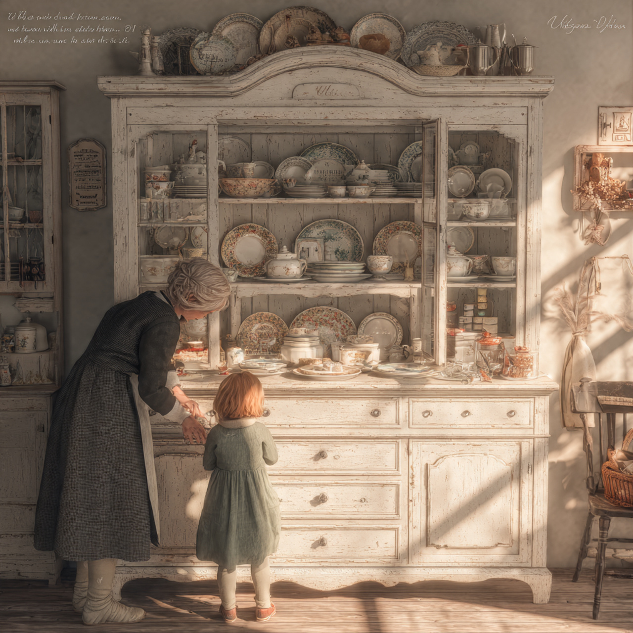 ultra realistic kitchen with shabby chic hutch dis