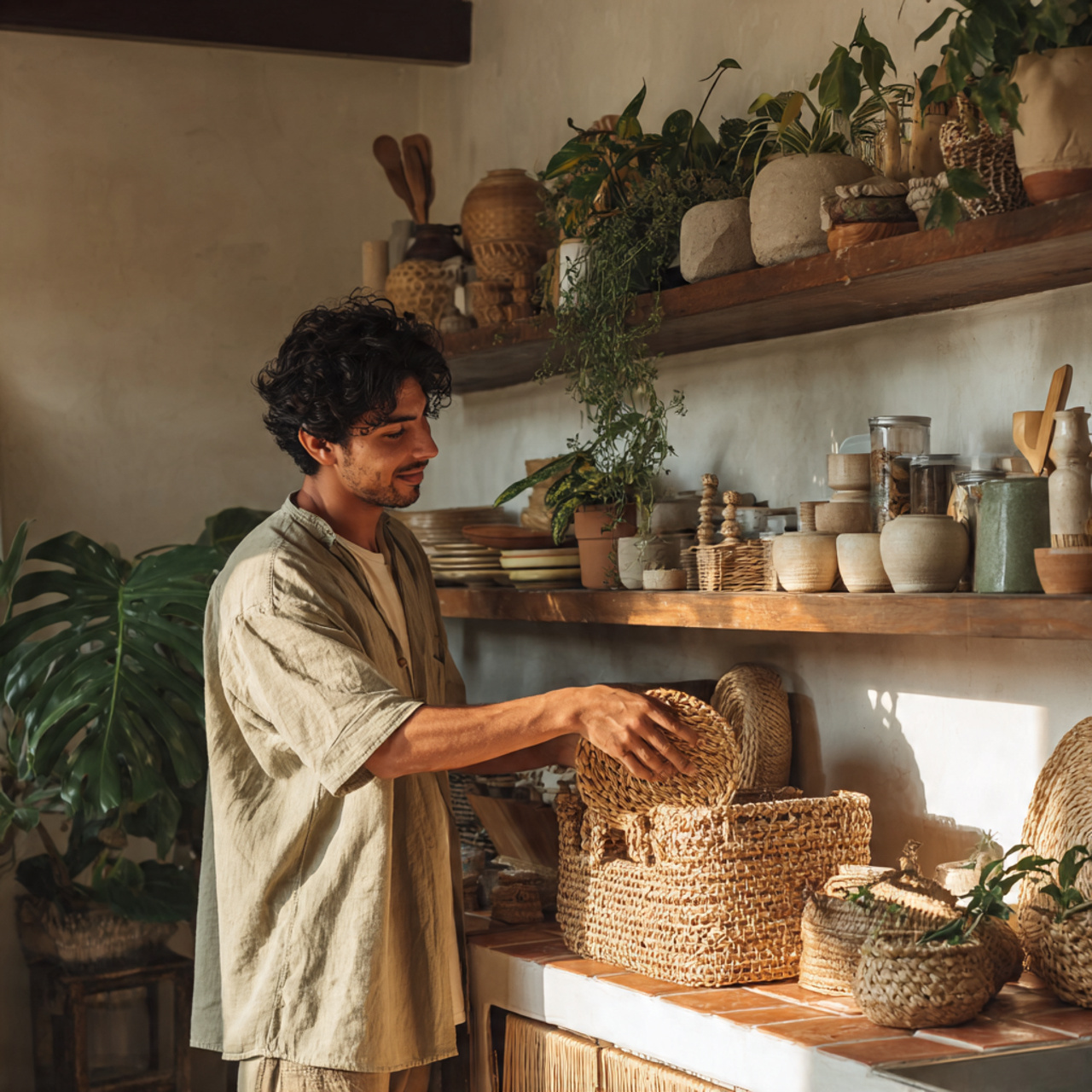 ultra realistic lifestyle image of kitchen shelves 3