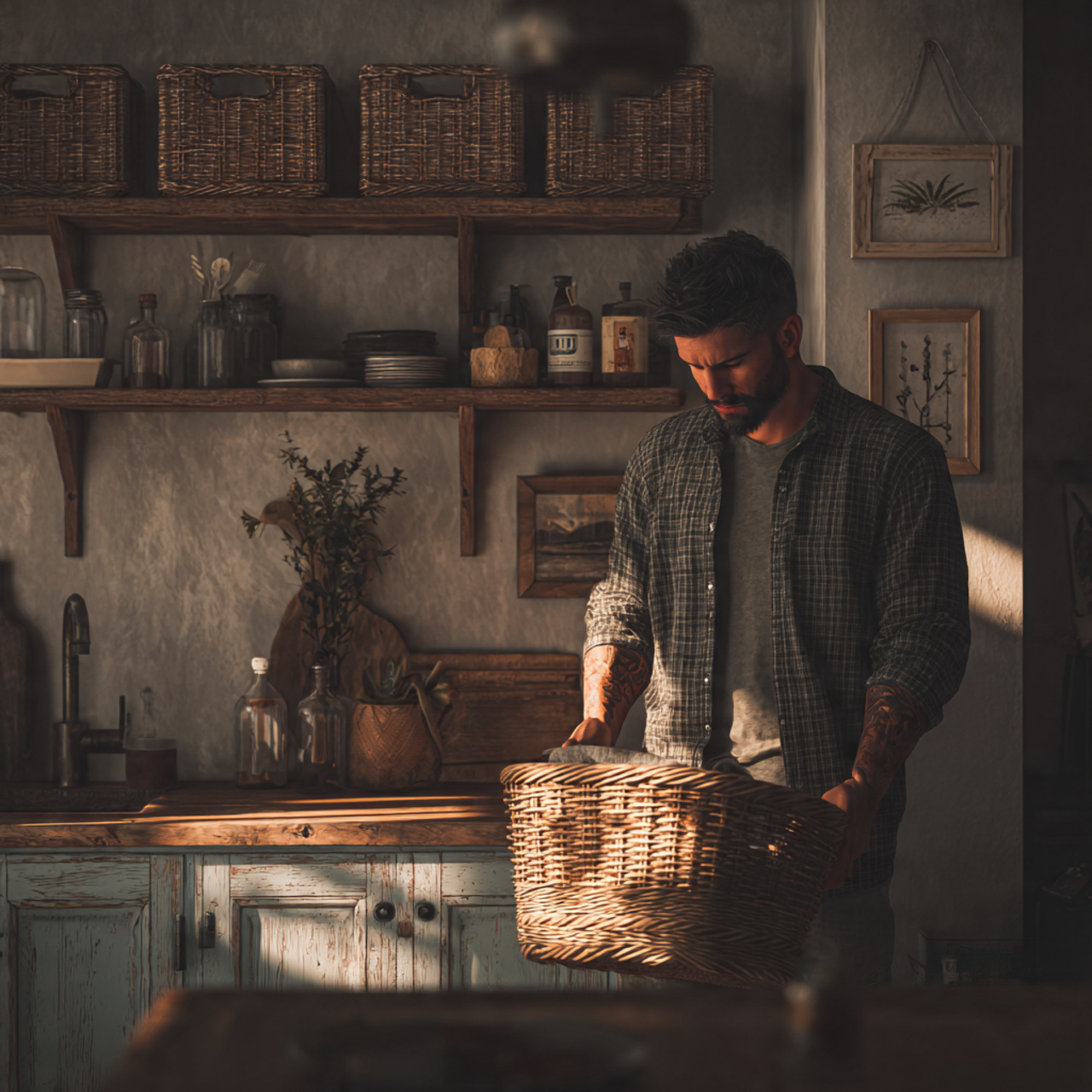 ultra realistic lifestyle shot of small kitchen de