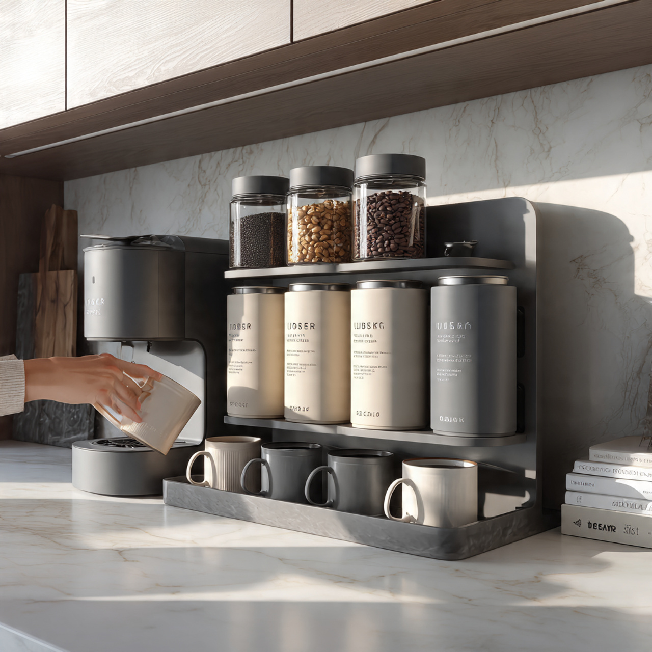ultra realistic modern kitchen counter with a slee