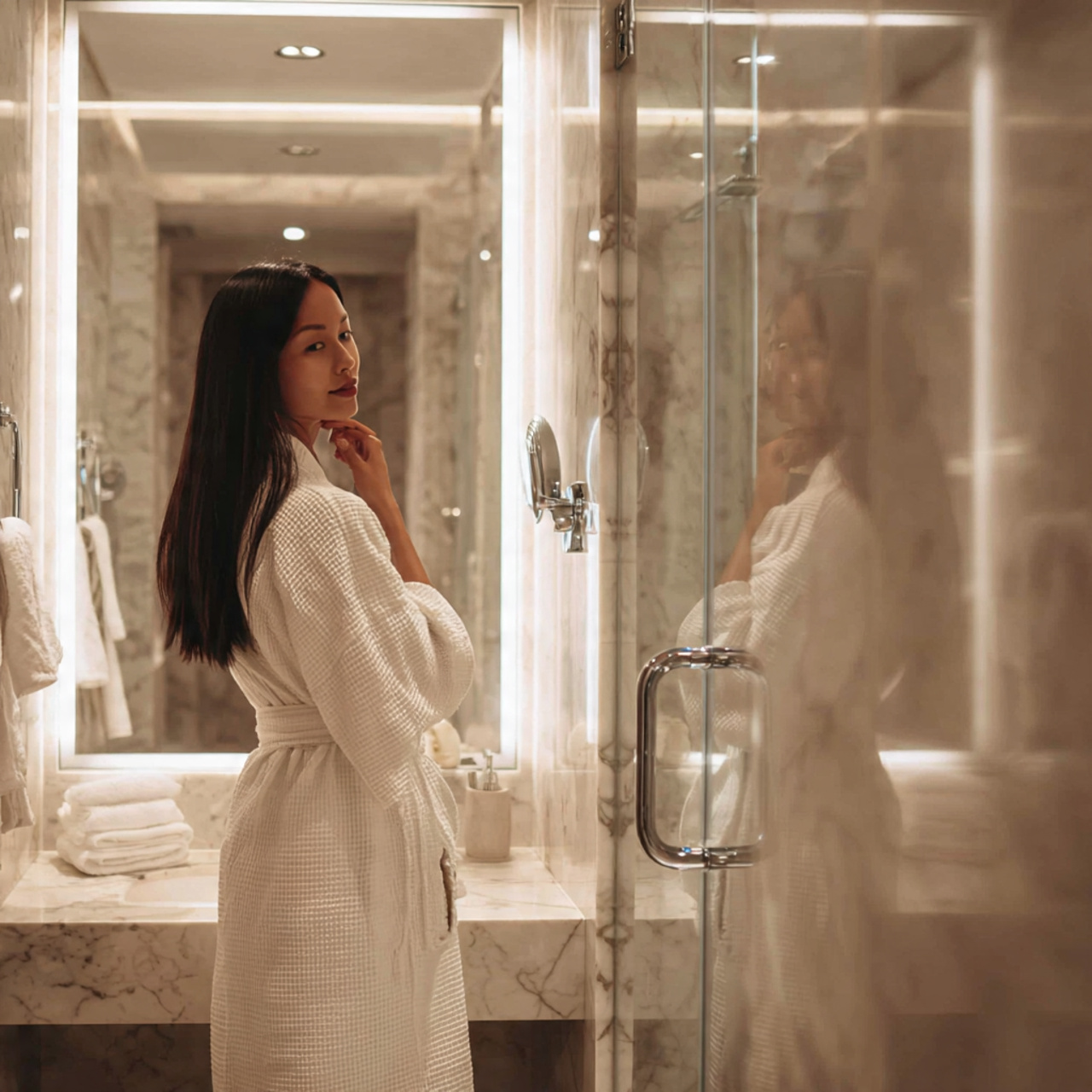 ultra realistic photo of luxury hotel suite guest