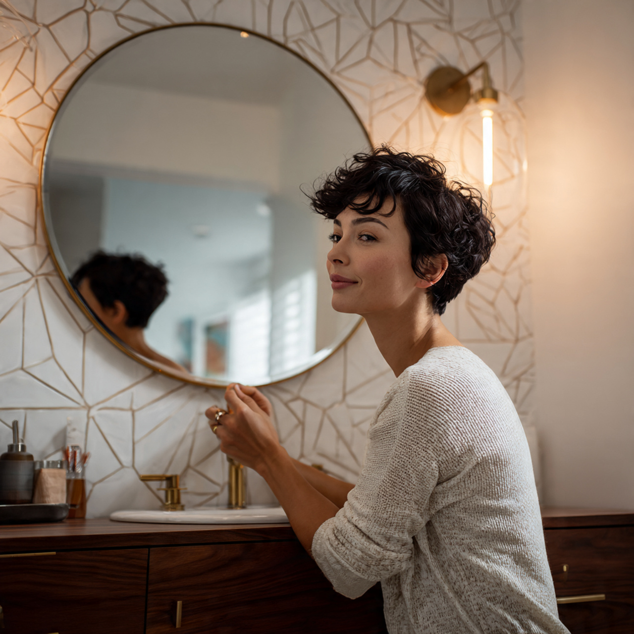 ultra realistic photo of mid century modern guest