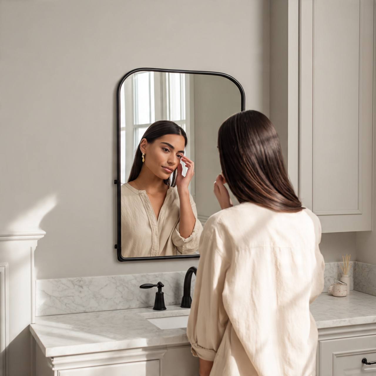 ultra realistic photo of simple bathroom decor ide 2