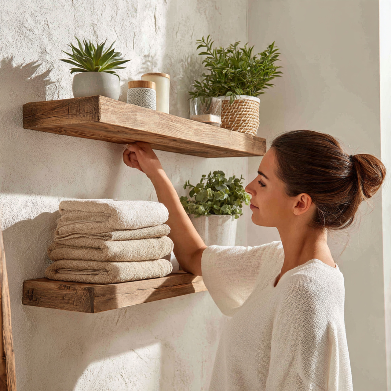 ultra realistic photo of simple bathroom decor ide