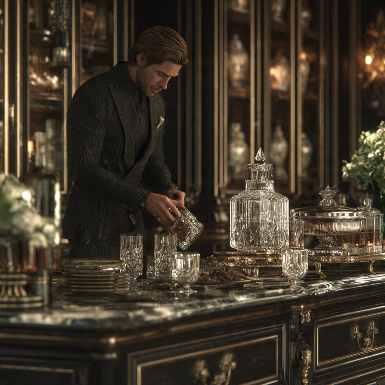 ultra realistic sophisticated dining room scene sh