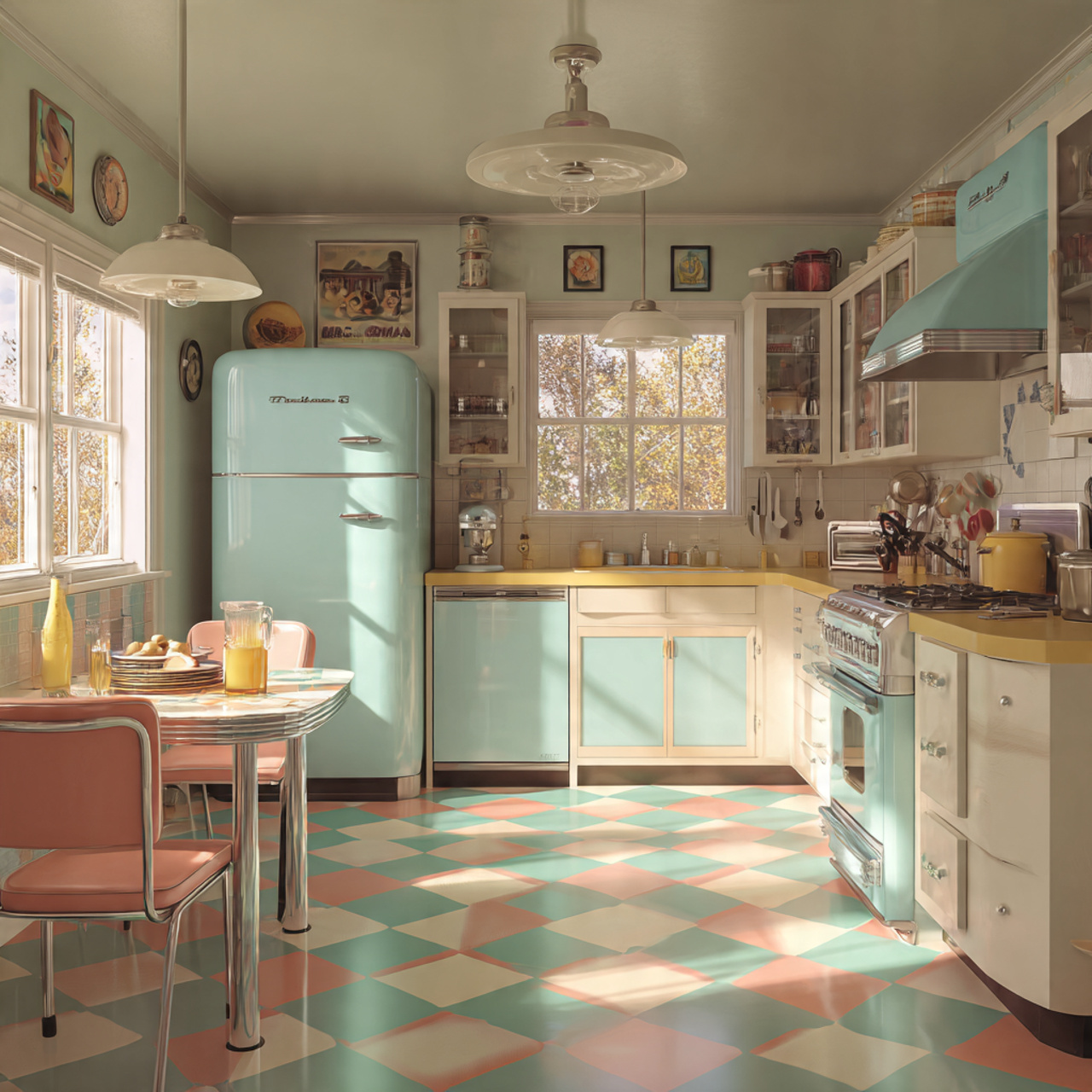 ultra realistic vintage retro kitchen decor inspir