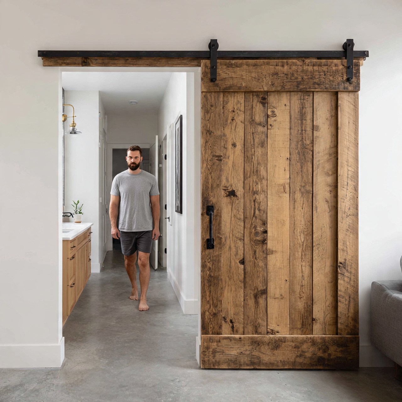 ultra realistic wide angle shot of farmhouse bathr