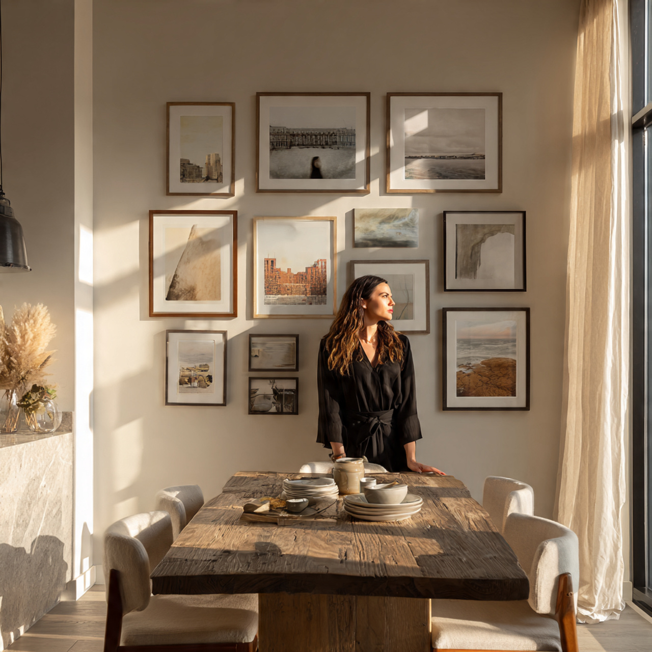 ultra realistic artistic interior photograph of dining room