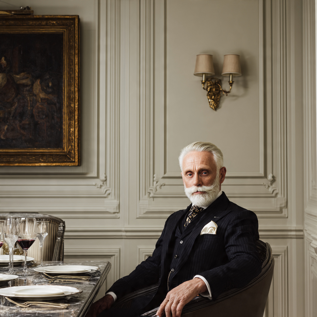 ultra realistic classic interior photograph of dining room