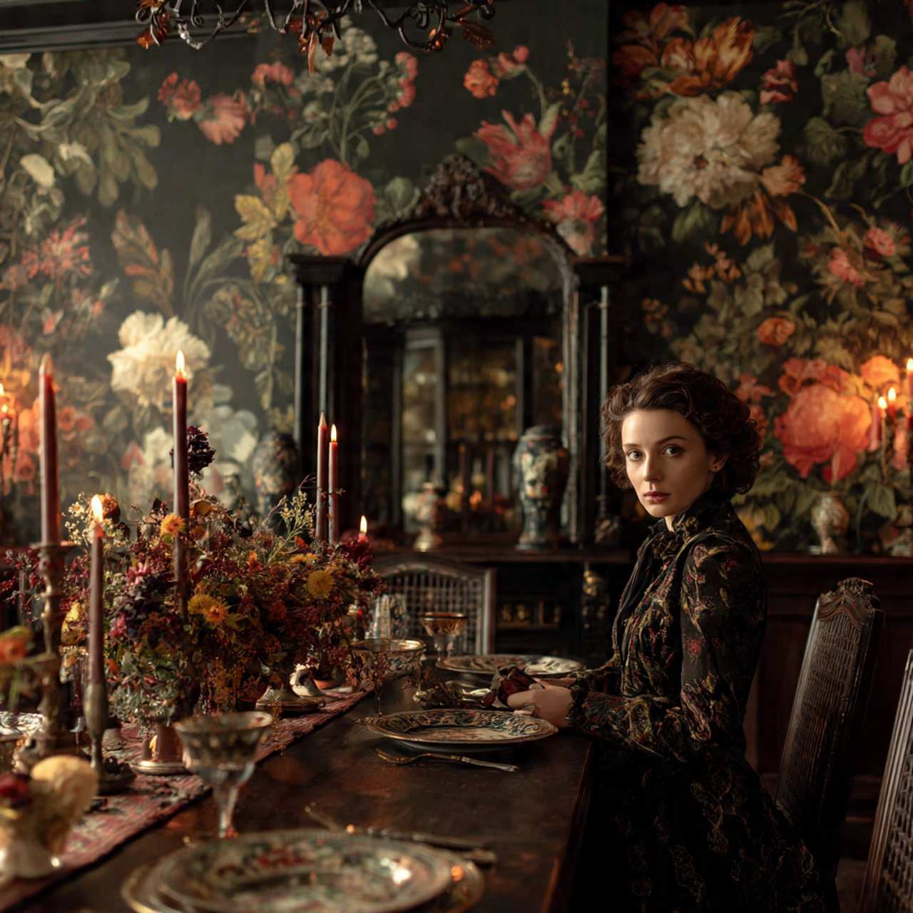 ultra realistic dramatic interior shot of dining room