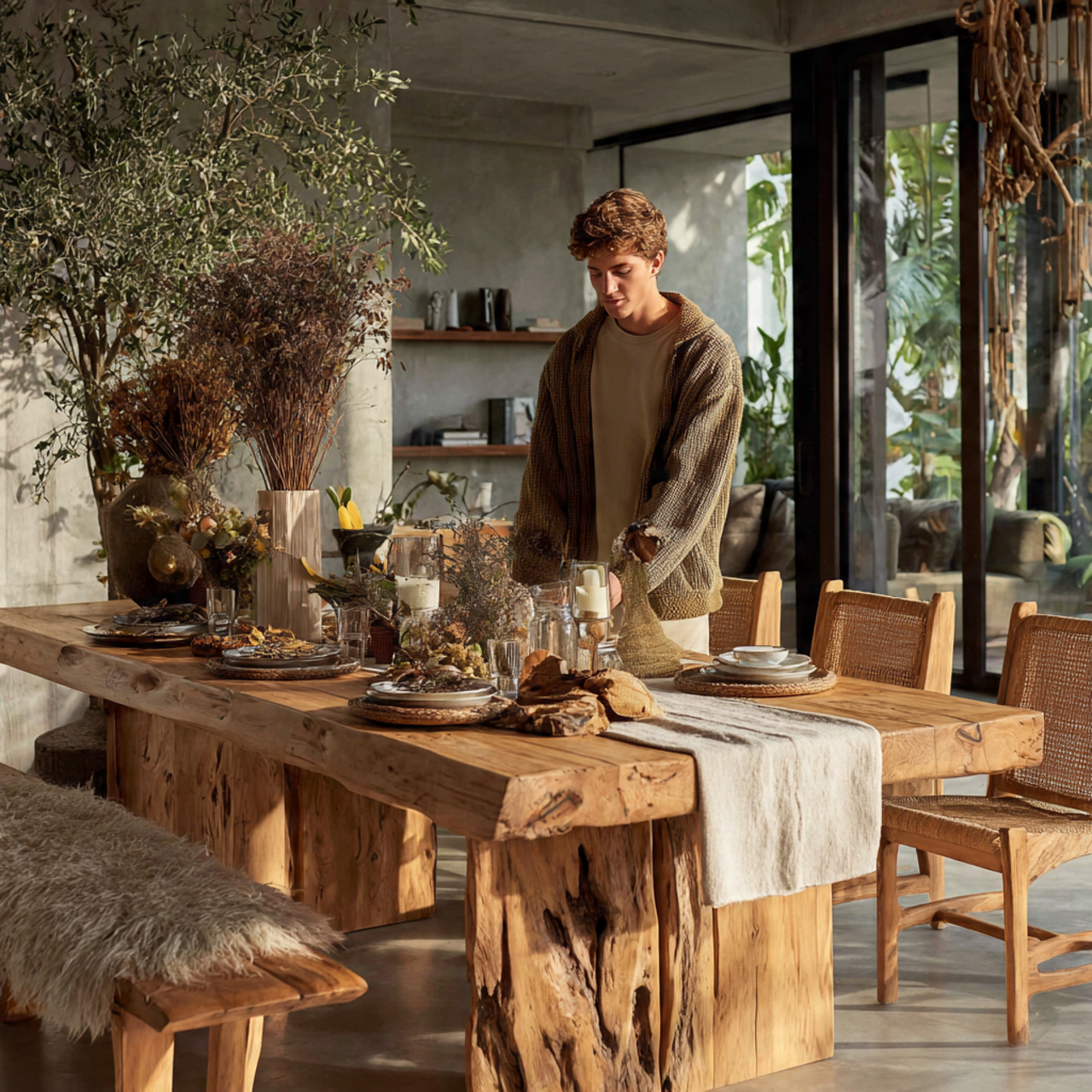 ultra realistic eco friendly dining space featuring dining room