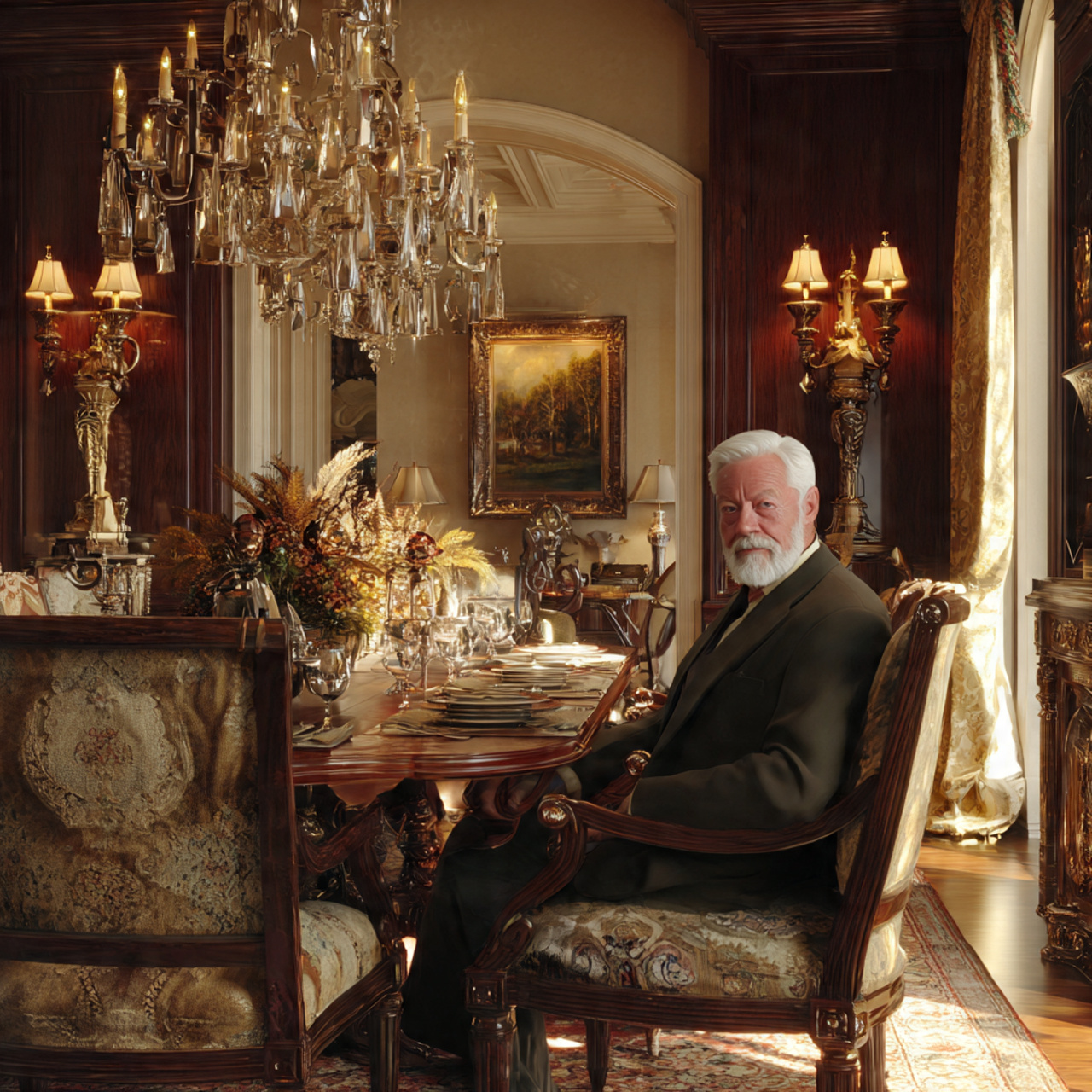 ultra realistic formal dining room interior showcasing dining