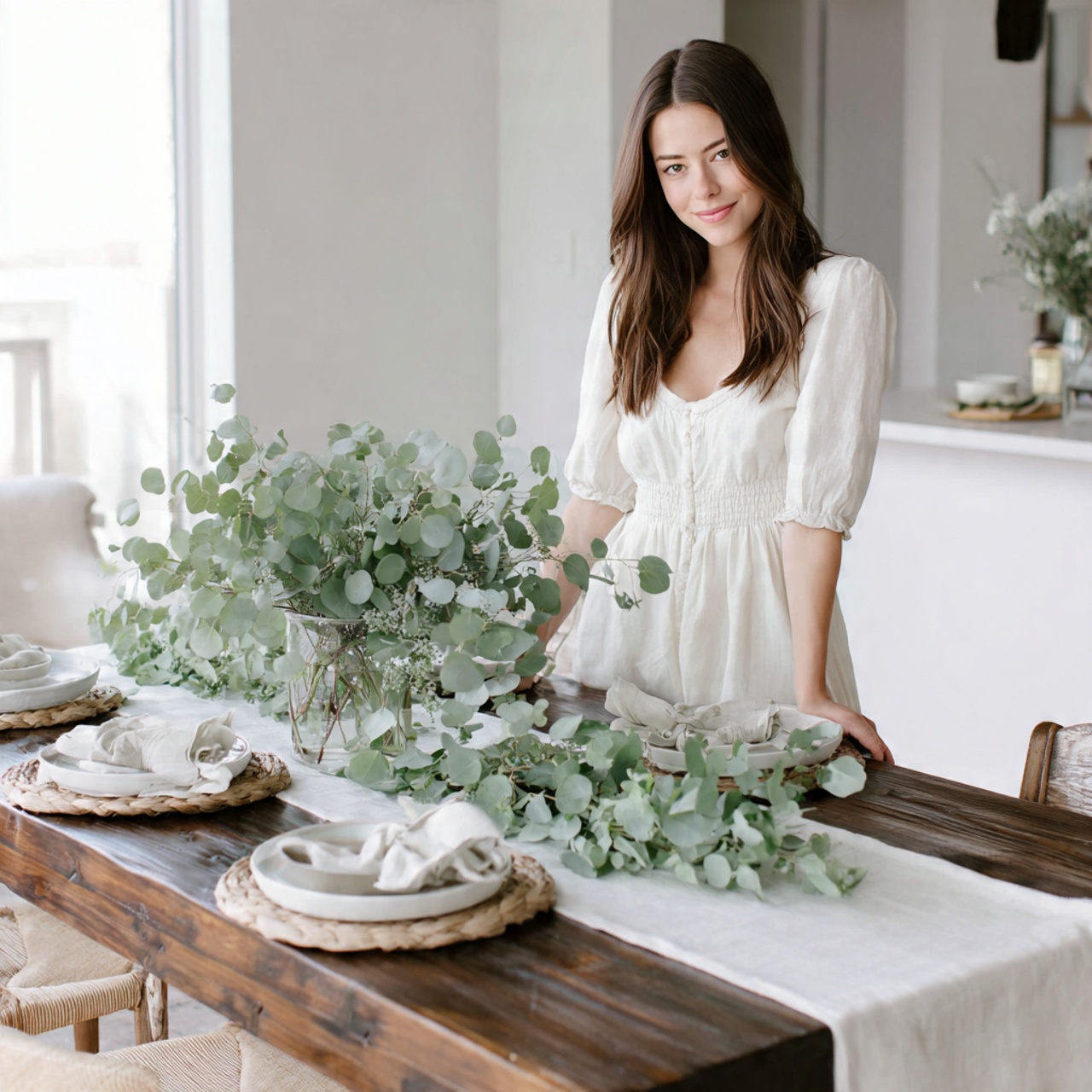 ultra realistic image of dining room table decor 1