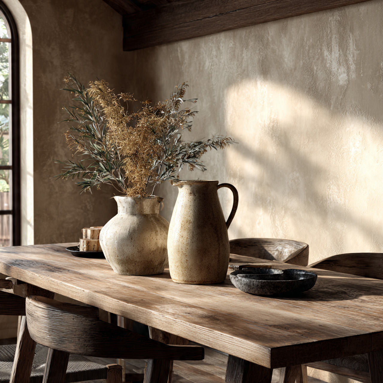 ultra realistic image of dining room table decor