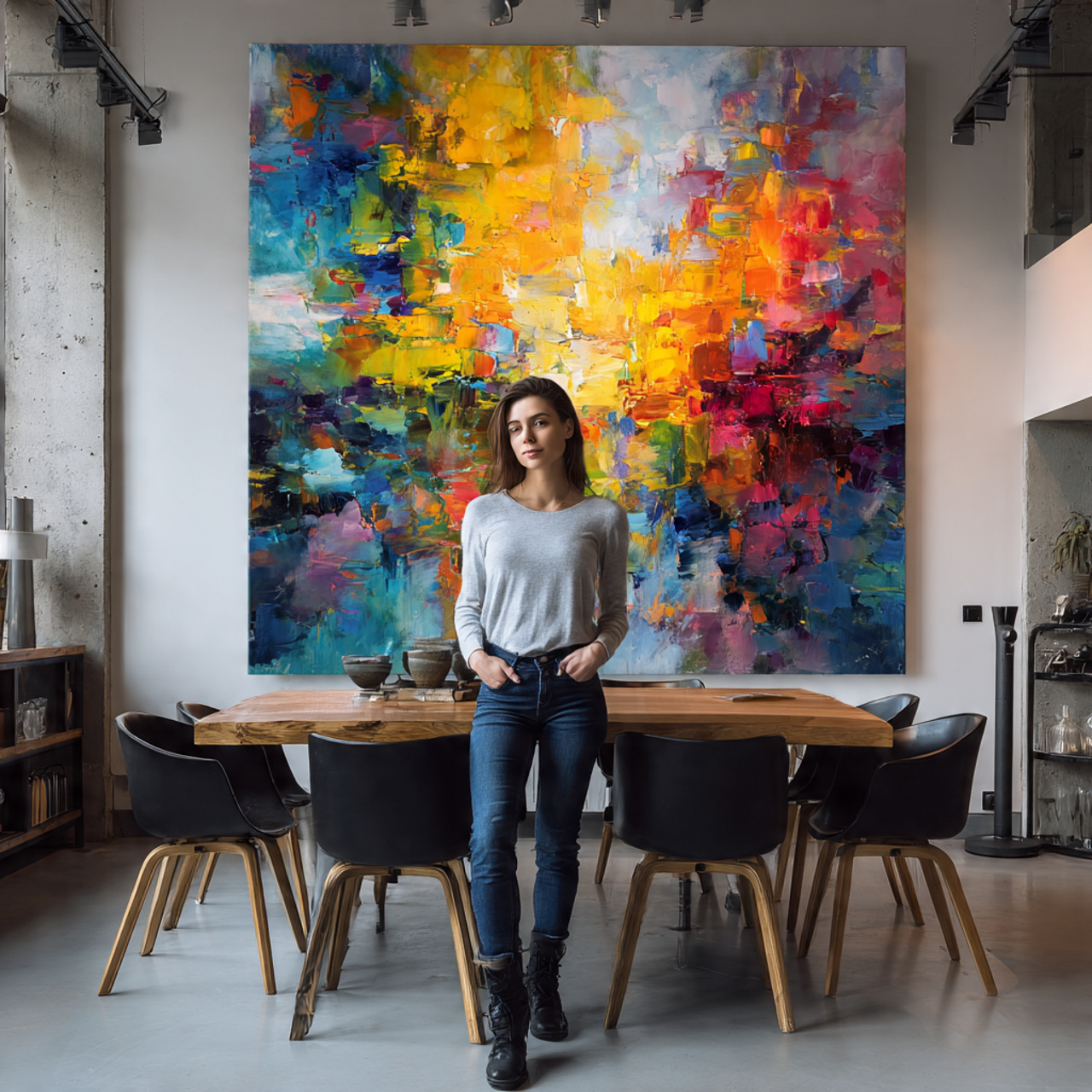 ultra realistic modern dining room featuring dining room