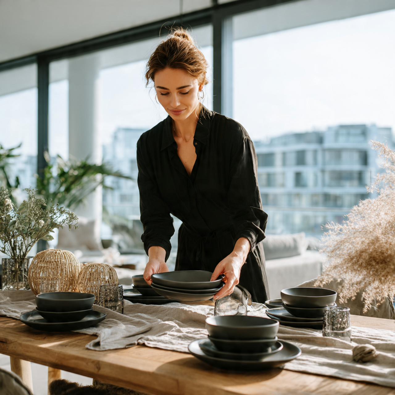 ultra realistic modern dining room interior showcasing dining