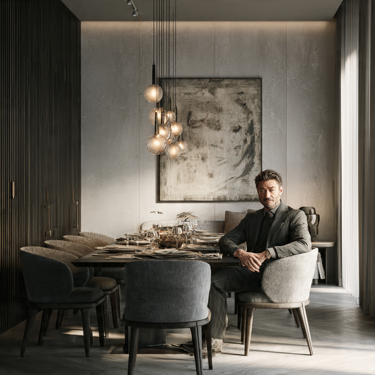 ultra realistic modern dining room presenting dining room