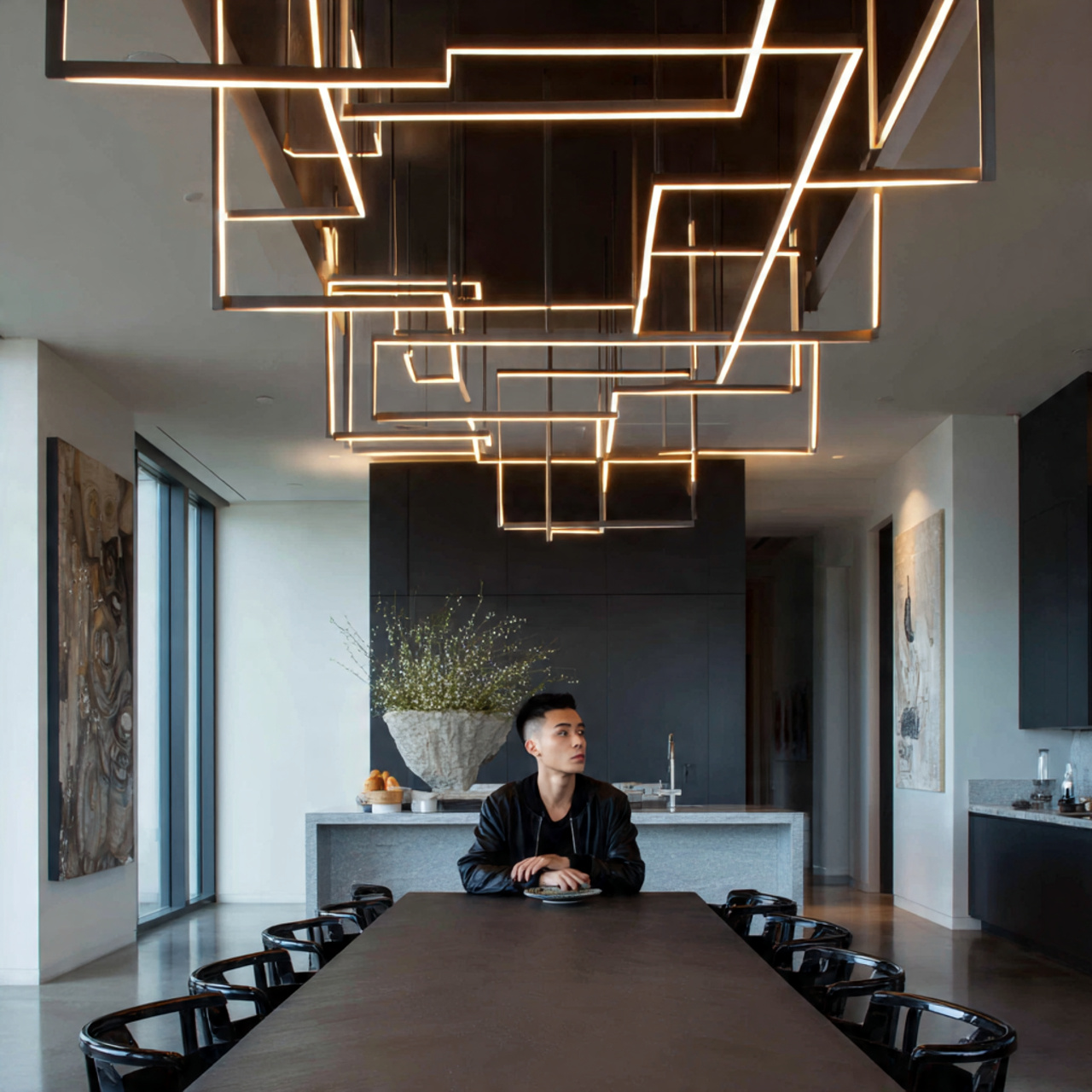 ultra realistic modern dining space presenting dining room