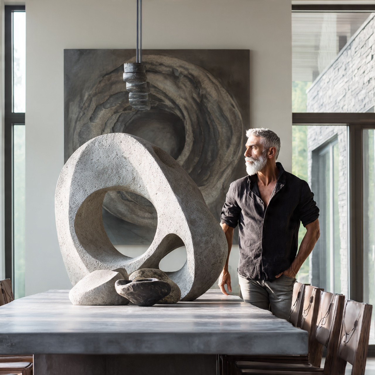 ultra realistic modern interior photograph of dining room