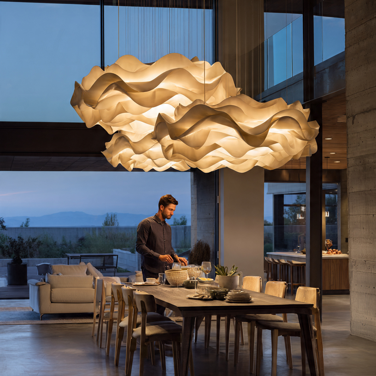 ultra realistic modern interior shot of dining room