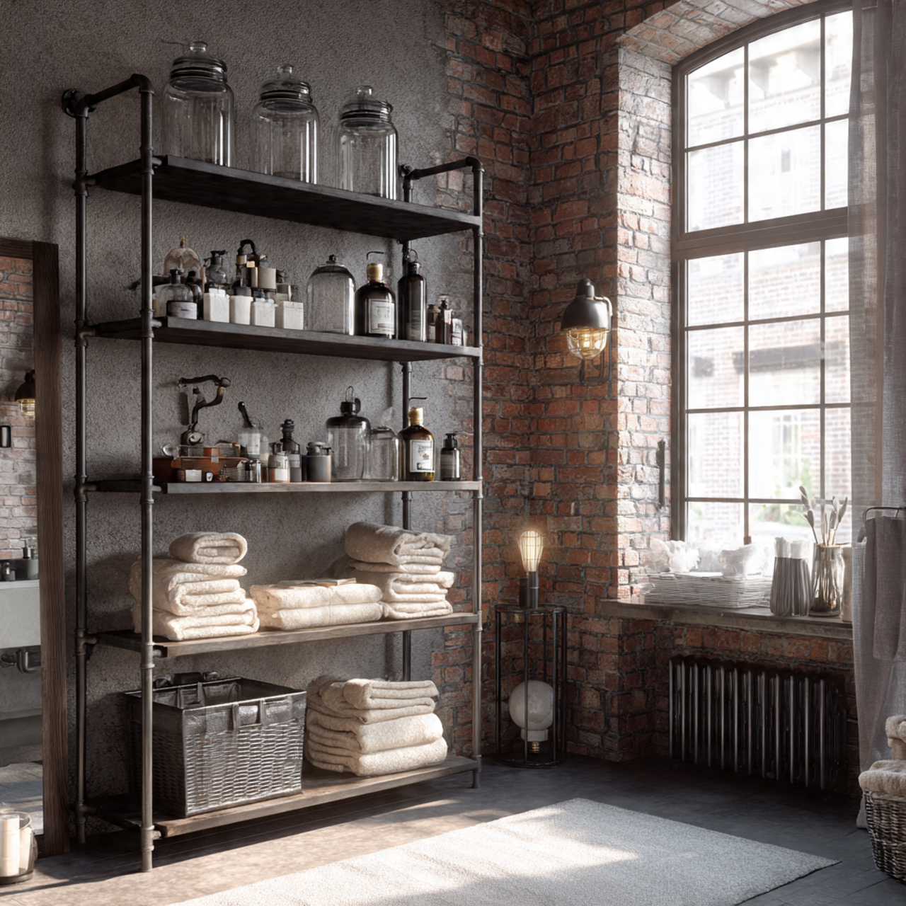 urban loft style bathroom featuring bathroom wall