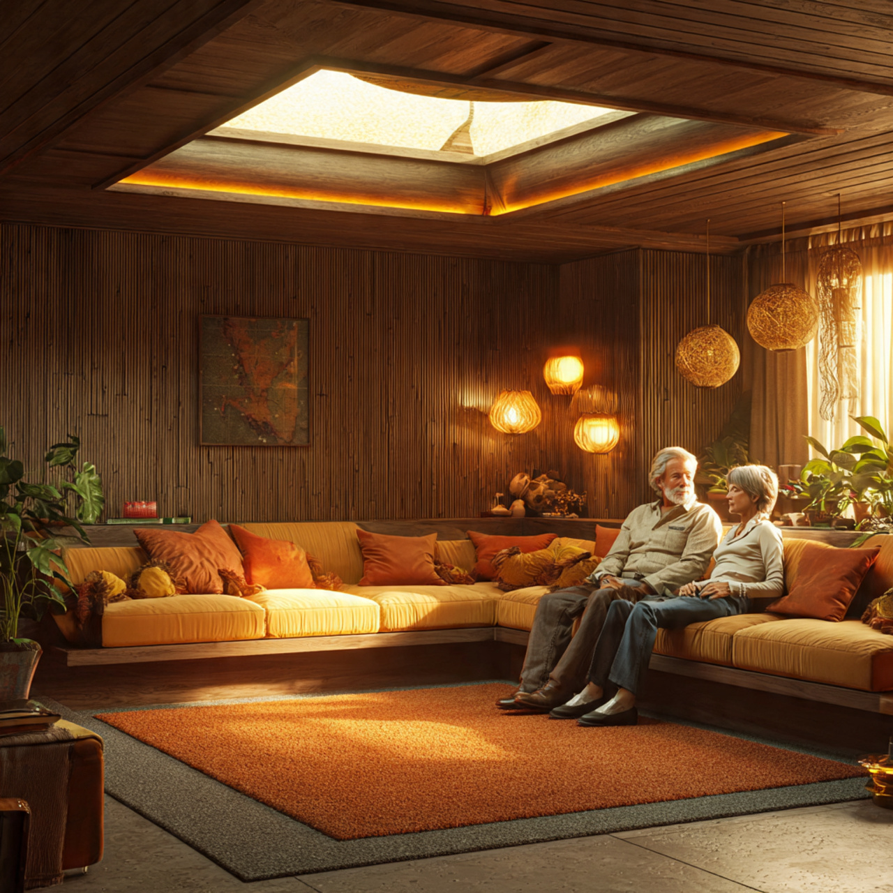 70s living room ideas featuring a sunken conversat