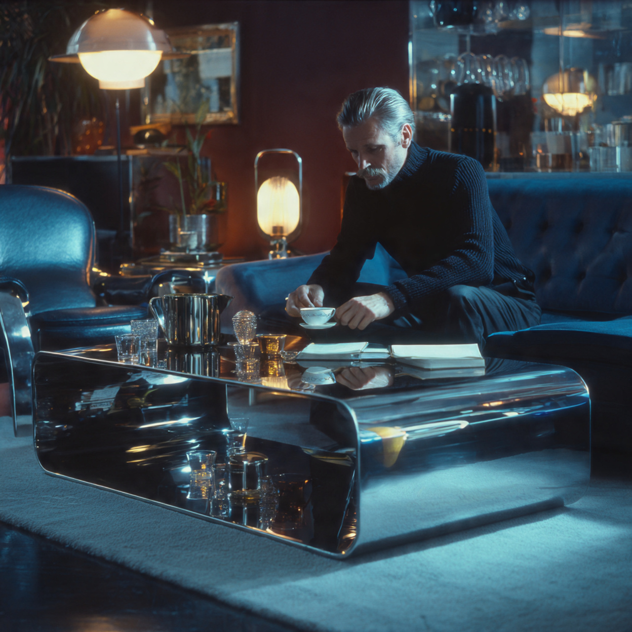 70s living room ideas with chrome and smoked glass