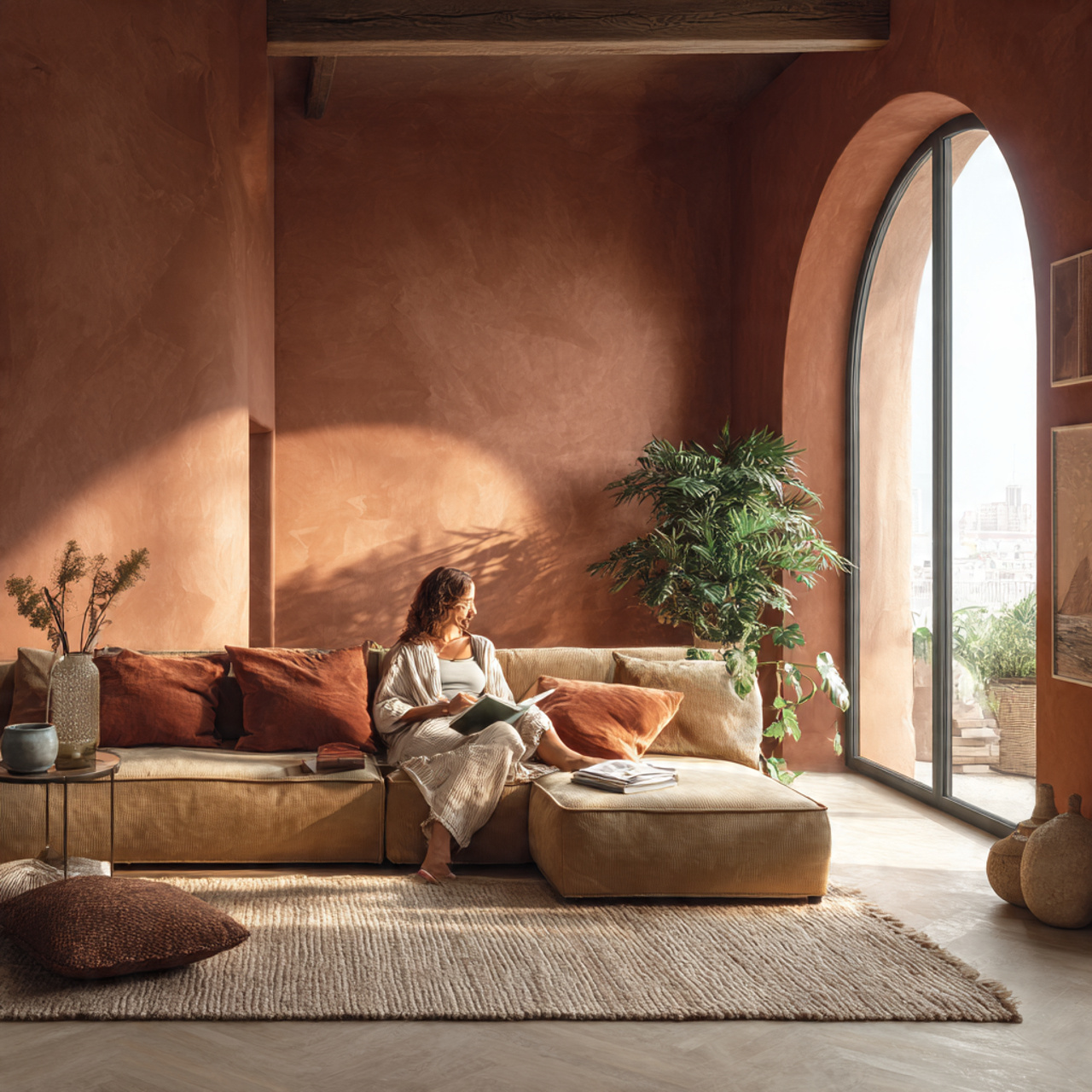 70s living room ideas with earthy ochre and terrac