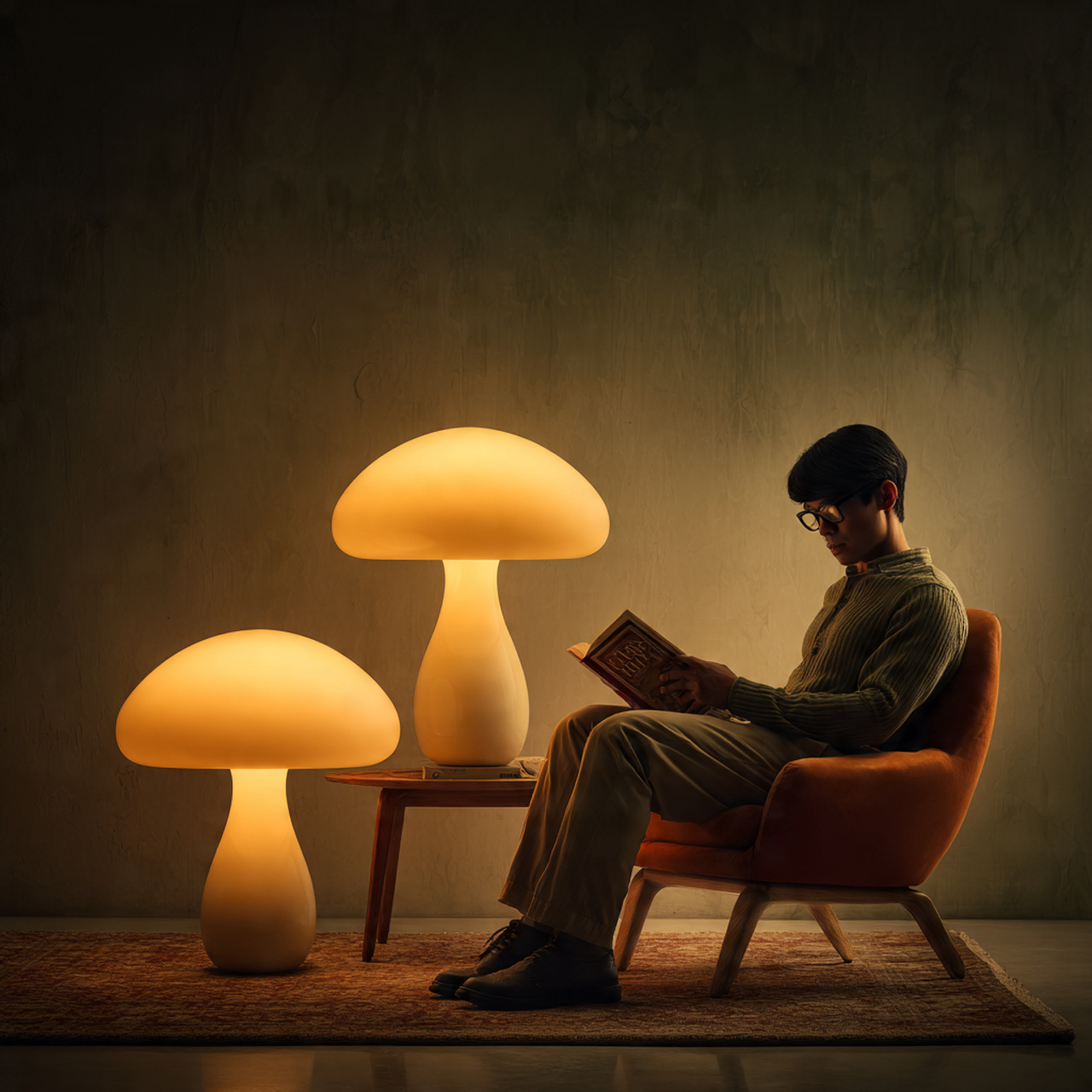 70s living room ideas with mushroom shaped table l