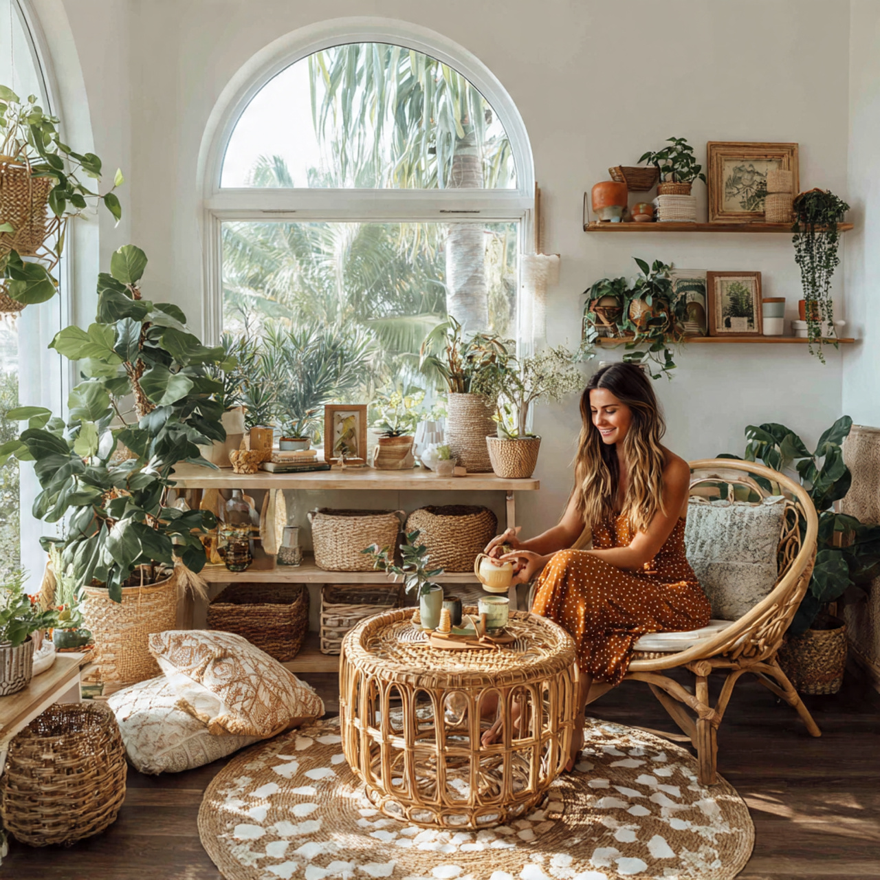 70s living room ideas with rattan and wicker accen