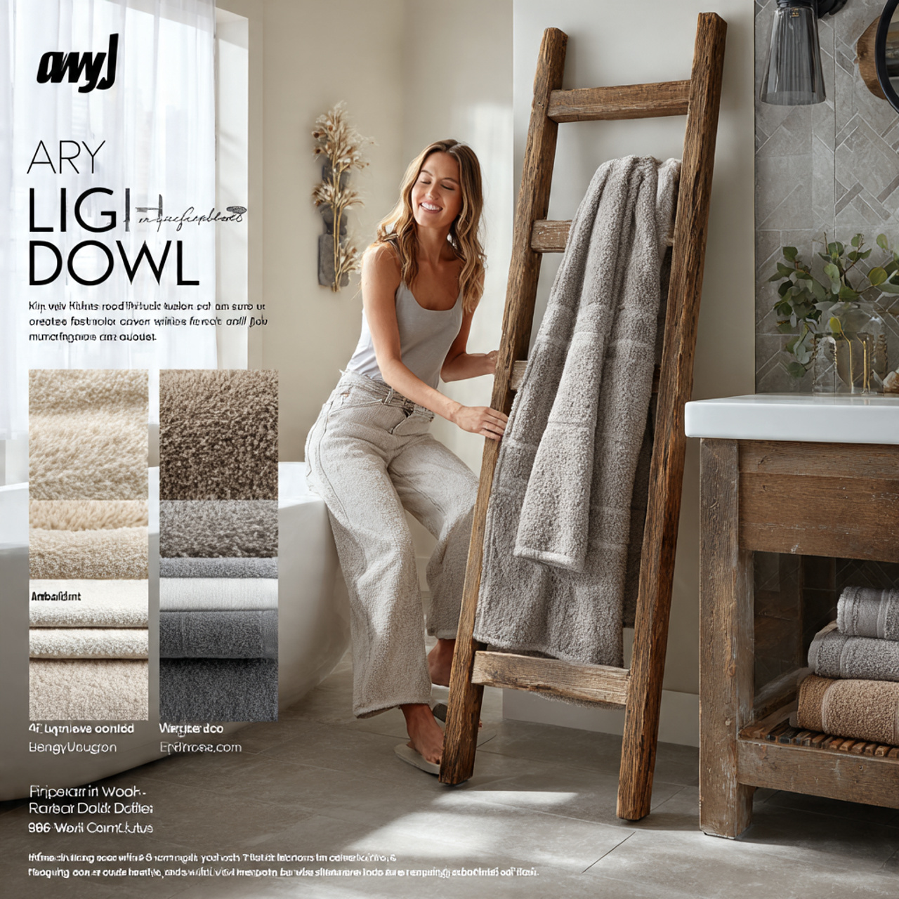 a bright airy bathroom with a wooden decorative la