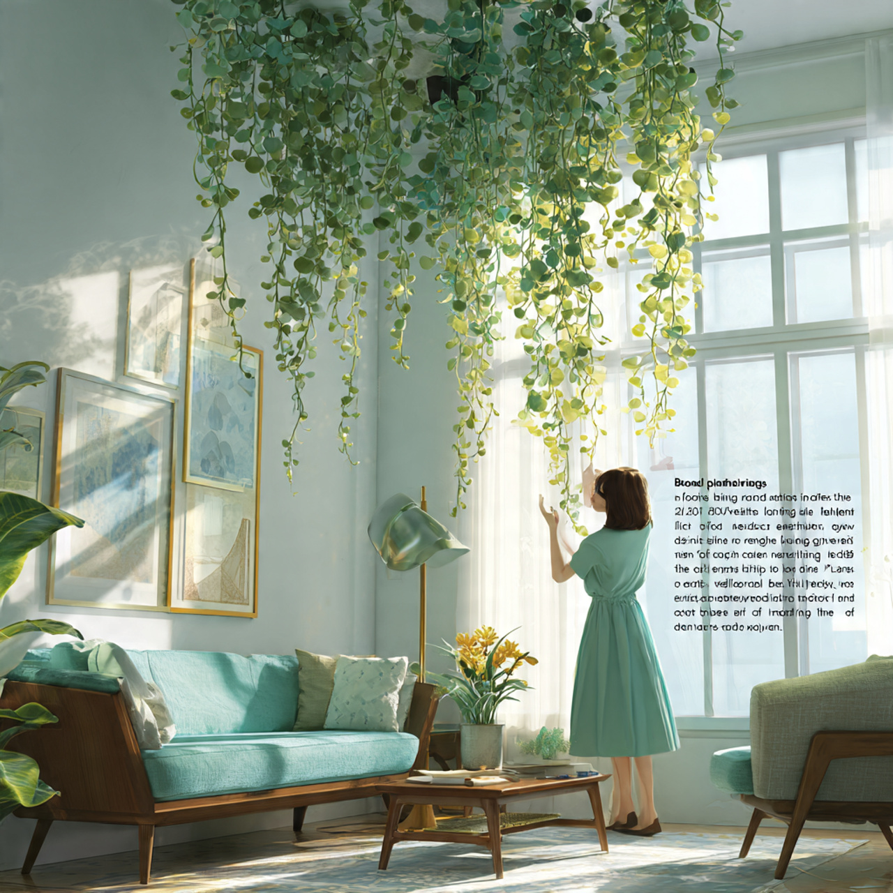 a bright airy living room with a string of pearls
