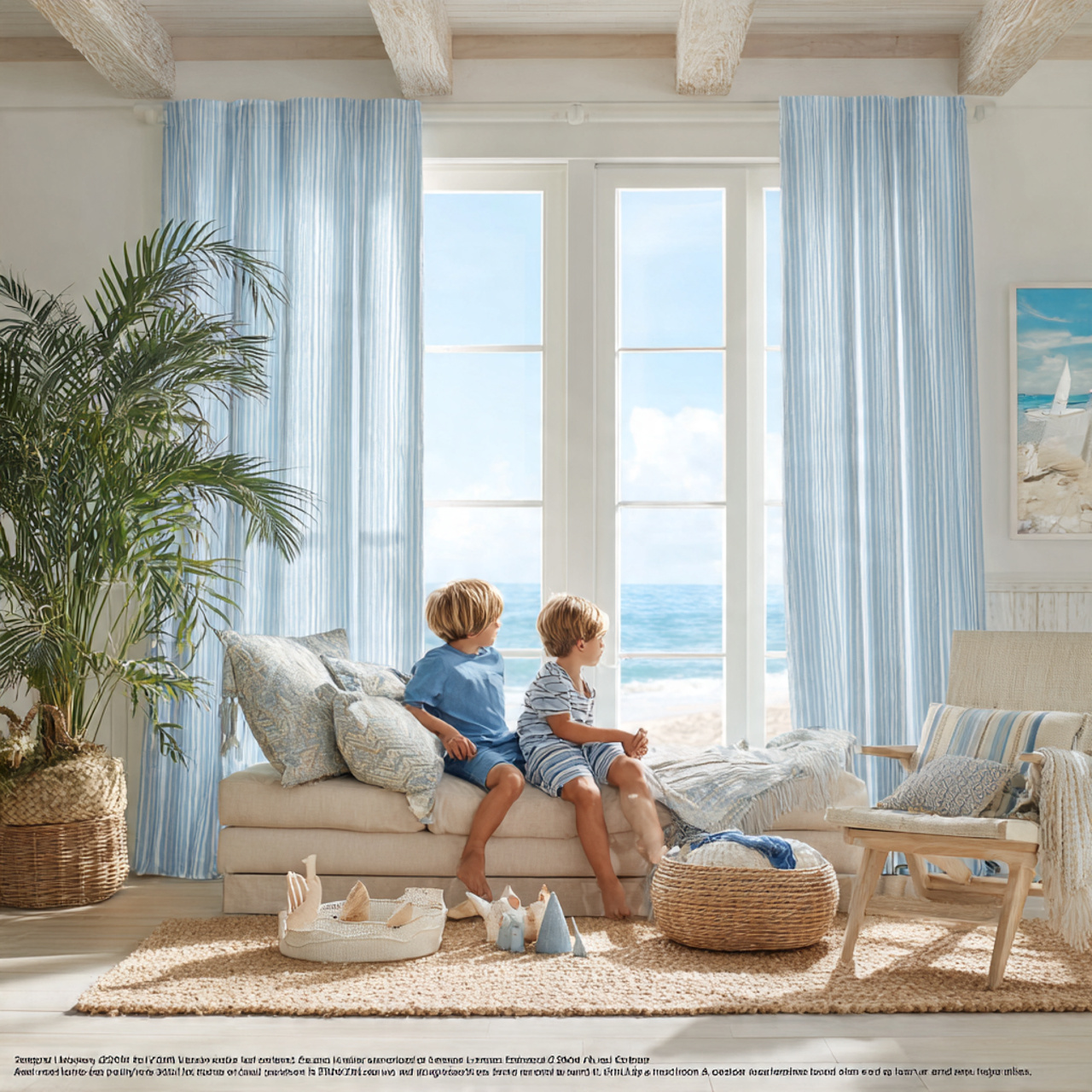 a bright and breezy coastal living room showcasing