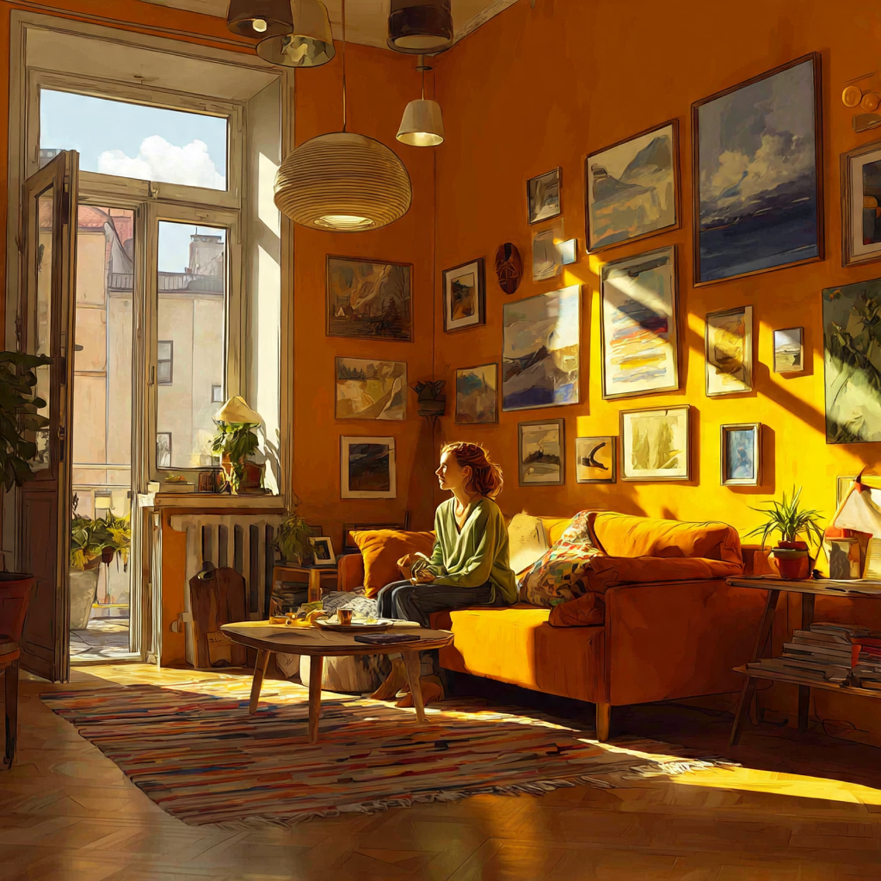 25 Best Living Room Paint Ideas to Refresh Your Space with Stunning Colors 8 a bright living room with bold ochre painted walls