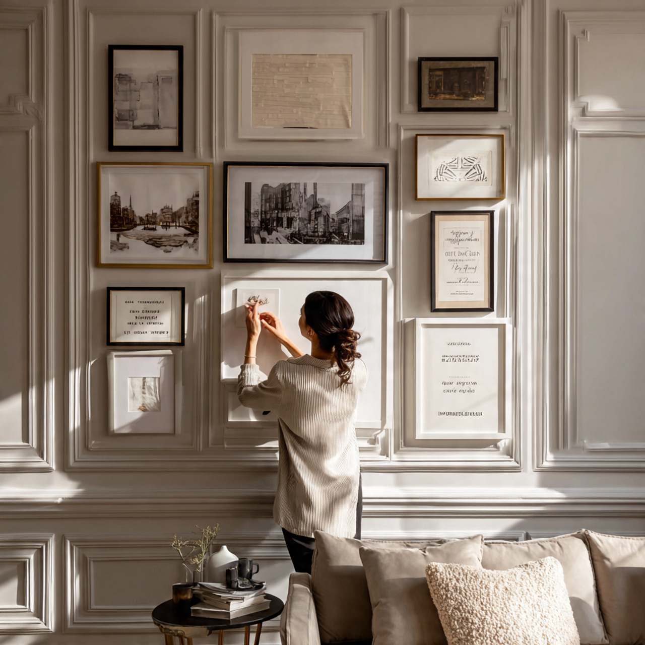 a classic yet modern living room featuring a livin