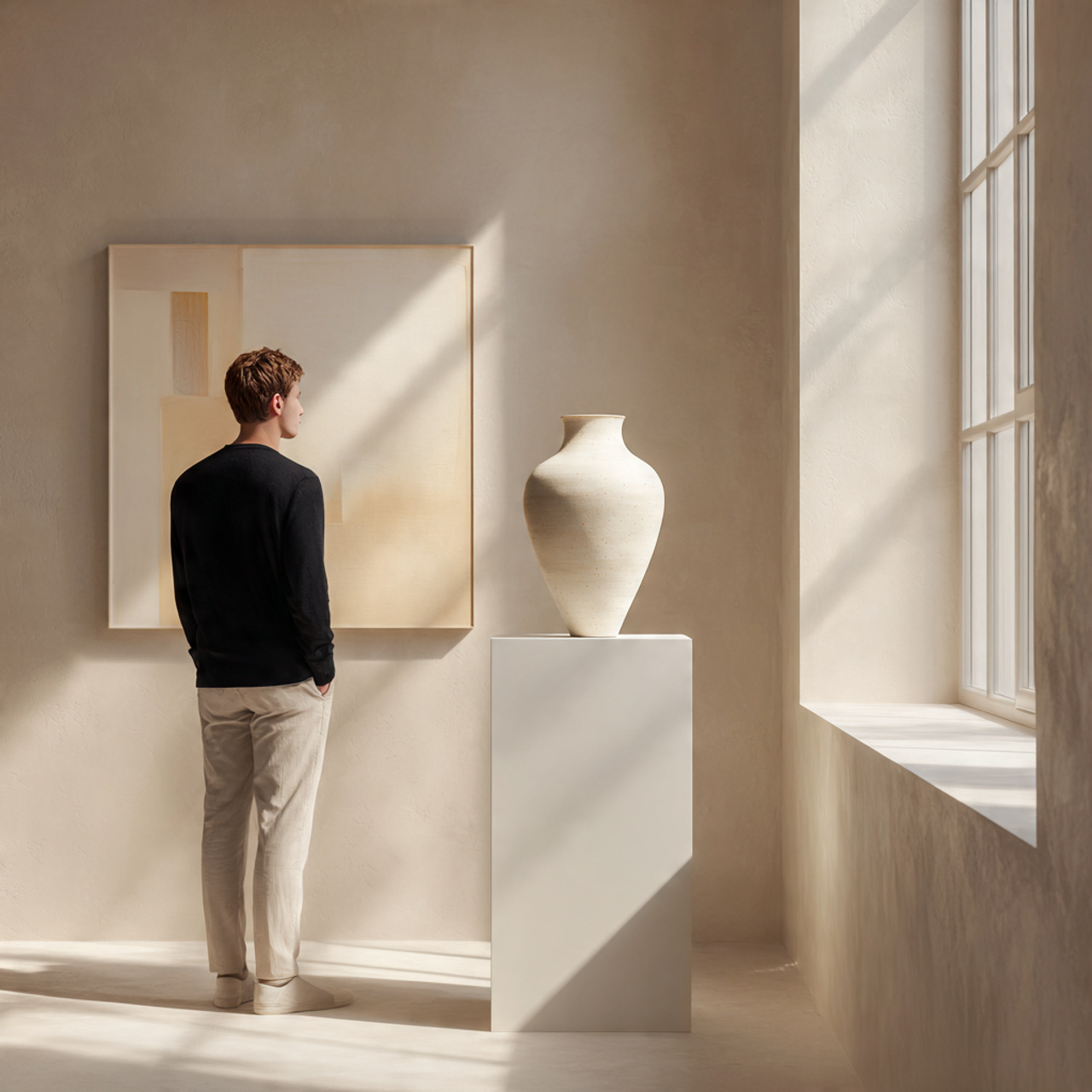 a clean and minimal living room corner ideas scene