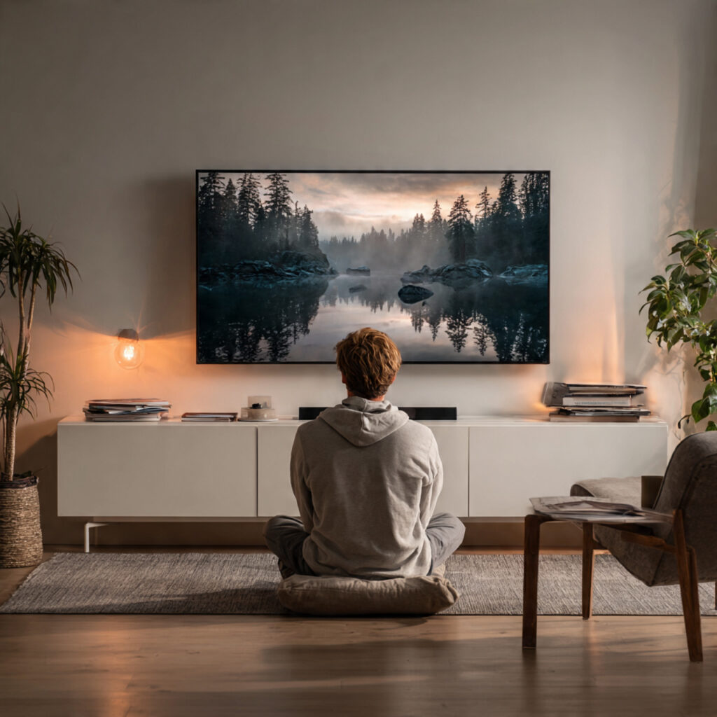 a clean and modern living room with a minimalist m