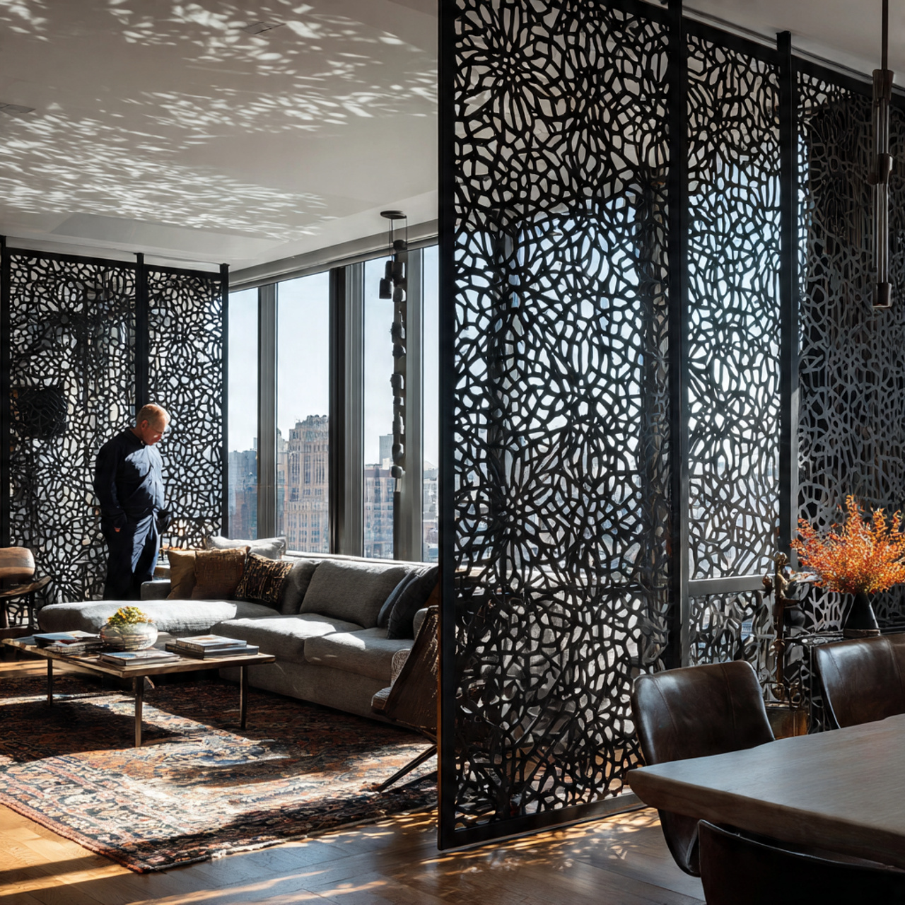 a contemporary artistic living room showcasing liv